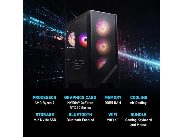 MSI Codex Z2 Gaming Desktop: AMD R7-8700F, GeForce RTX 5070, 32GB DDR5, 2TB m.2 NVMe SSD, USB Type-C, VR-Ready, Windows 11 Home: A8NVP-436US