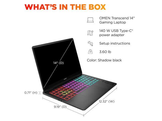 HP OMEN - Transcend 14" 120Hz 3K OLED Gaming Laptop - Intel Core Ultra 7-255H - 32GB Memory - NVIDIA GeForce RTX 5060 - 1TB SSD - Shadow Black - image 5