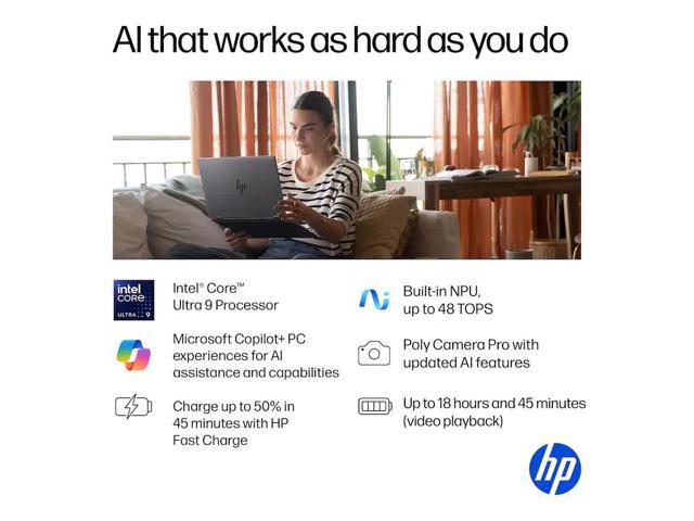 HP - OmniBook X Flip - Copilot+ PC - 16" 3K OLED Touch-Screen Laptop - Intel Core Ultra 9 288V 2024 - 32GB Memory - 2TB SSD - Eclipse Gray - image 4