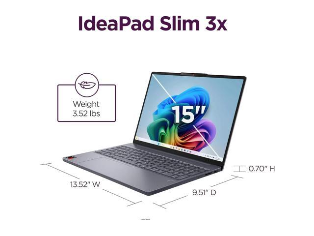 Lenovo IdeaPad Slim 3 Copilot+ PC 15.3 WUXGA Touchscreen Laptop, Qualcomm Snapdragon X, 16GB RAM, 256GB SSD, Windows 11 Home
