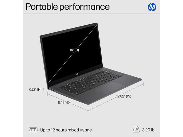 HP Chromebook 14 inch Laptop, HD Display, Intel Processor N100, 8 GB RAM, 128 GB UFS, Intel UHD Graphics, Chrome OS, Chalkboard Gray, 14a-nf0099nr