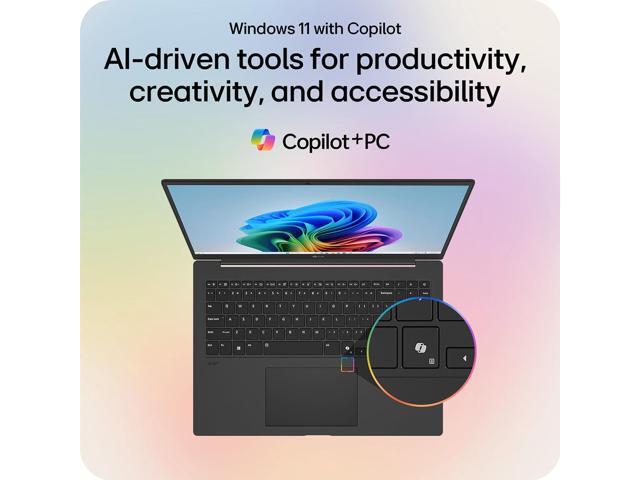 LG gram 16-inch Thin and Lightweight Laptop Computer, Copilot+ PC, Intel Evo Edition Powered by Intel Core Ultra7 256V Processor, Windows 11 Home,...