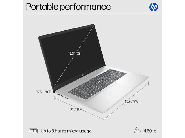 HP 17.3 inch Laptop, FHD Display, Intel Core i5-1334U, 16 GB RAM, 512 GB SSD, Intel Iris Xe Graphics, Windows 11 Home, Natural Silver, 17-cn3399nr