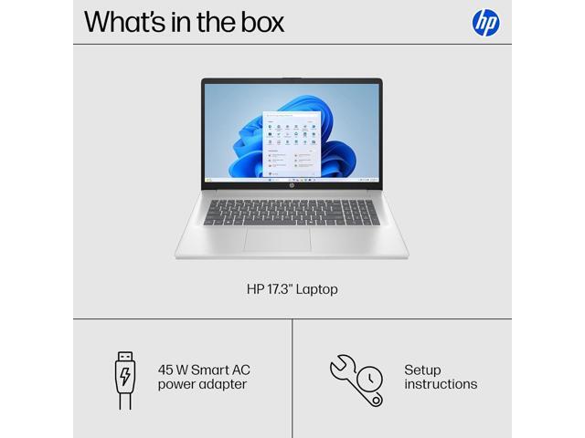 HP 17.3 inch Laptop, FHD Display, Intel Core i5-1334U, 16 GB RAM, 512 GB SSD, Intel Iris Xe Graphics, Windows 11 Home, Natural Silver, 17-cn3399nr