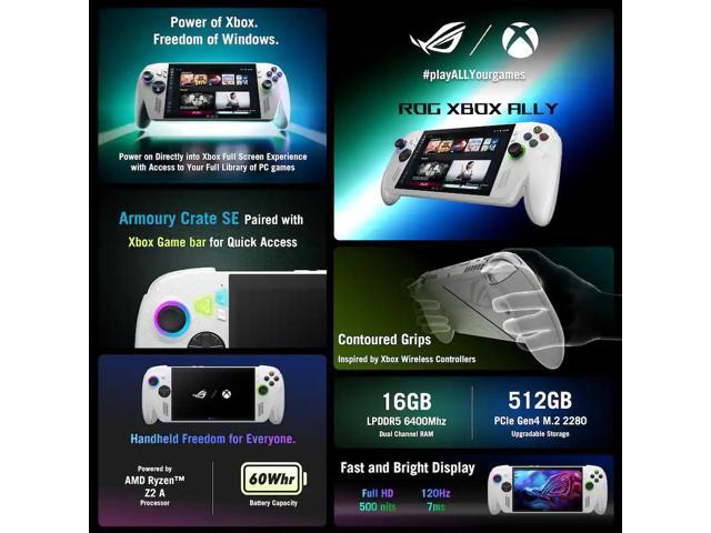 ROG Xbox Ally 7" FHD 120Hz Gaming Handheld, 3-Month Xbox Game Pass Premium, AMD Ryzen Z2 A, 16GB RAM, 512GB SSD - Windows - image 3
