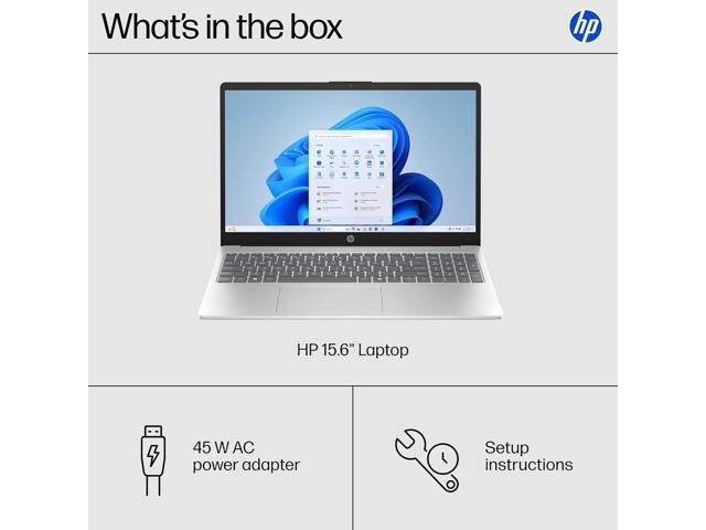 HP 15.6 inch Laptop, HD Touchscreen Display, AMD Ryzen 5 7520U, 8 GB RAM, 512 GB SSD, AMD Radeon Graphics, Windows 11 Home, Natural Silver,...