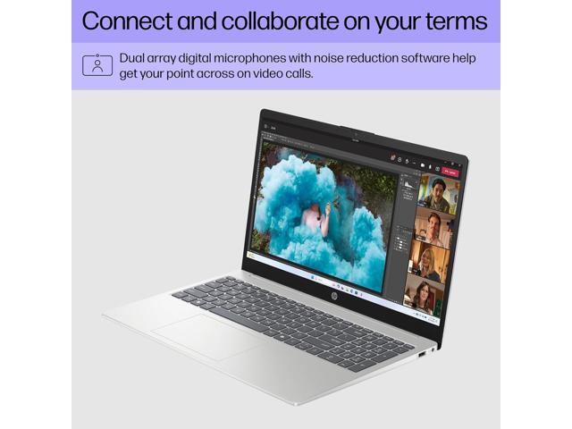 HP 15.6 inch Laptop, FHD Display, AMD Ryzen 7 5825U, 8 GB RAM, 512 GB SSD, AMD Radeon Graphics, Windows 11 Home, Natural Silver, 15-fc0502nr