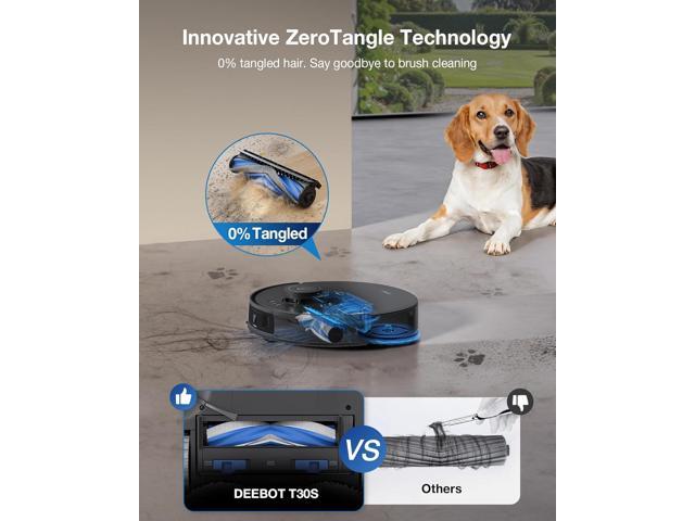 ECOVACS DEEBOT T30S Robot Vacuum and Mop, 11000Pa, ZeroTangle Technology, TruEdge Adaptive Edge Mopping, Hot Water Mop Washing, Self-Emptying, Self...