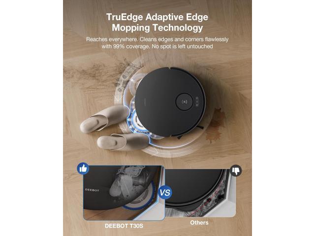 ECOVACS DEEBOT T30S Robot Vacuum and Mop, 11000Pa, ZeroTangle Technology, TruEdge Adaptive Edge Mopping, Hot Water Mop Washing, Self-Emptying, Self...