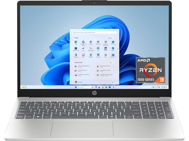 HP 15.6 inch Laptop, HD Touchscreen Display, AMD Ryzen 3 7320U, 8 GB RAM, 256 GB SSD, AMD Radeon Graphics, Windows 11 Home, Natural Silver,...