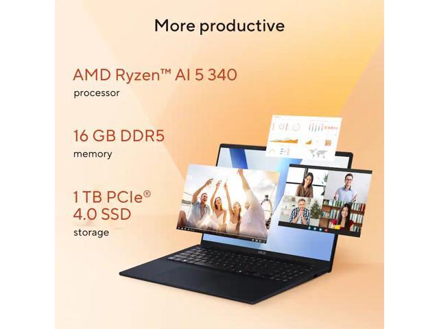 ASUS - Vivobook 16 16" FHD+ Laptop - Copilot+ PC - AMD Ryzen 5 with 16GB Memory - 512GB SSD - Quiet Blue - image 5