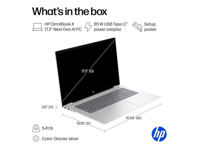 HP - OmniBook X - Copilot+ PC - 17.3" Full HD Touch-Screen Laptop - Intel Core Ultra 9 288V 2024 - 32GB Memory - 2TB SSD - Glacier Silver - image 3