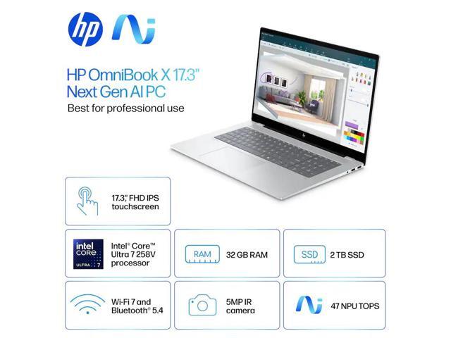 HP - OmniBook X - Copilot+ PC - 17.3" Full HD Touch-Screen Laptop - Intel Core Ultra 7 258V 2024 - 32GB Memory - 2TB SSD - Glacier Silver - image 3