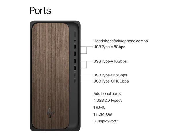 HP - OmniDesk Desktop - Intel Core Ultra 7 265F 2025 - 32GB Memory - NVIDIA GeForce RTX 5060 - 1TB SSD - Dark Wood - image 3