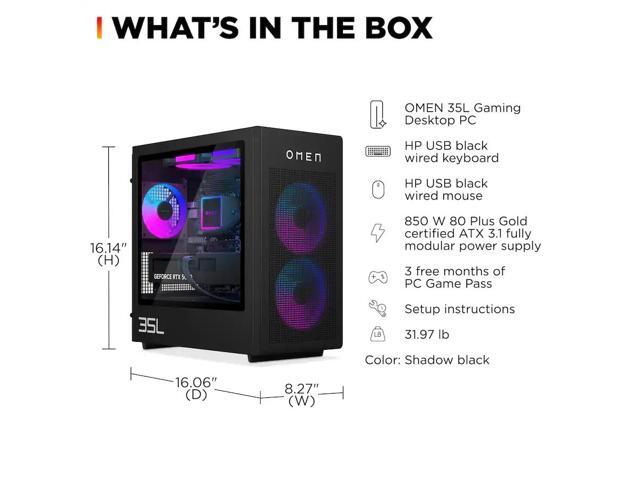 HP OMEN - 35L Gaming Desktop - Intel Core i7-14700F 2024 - 32GB Memory - NVIDIA GeForce RTX 5080 - 1TB SSD - Shadow Black