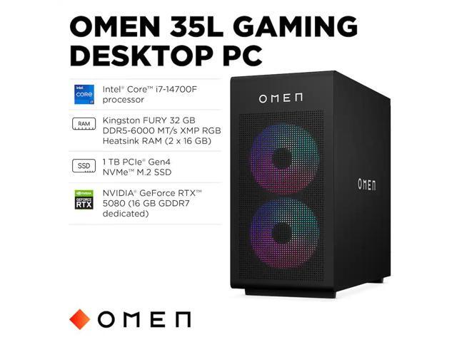 HP OMEN - 35L Gaming Desktop - Intel Core i7-14700F 2024 - 32GB Memory - NVIDIA GeForce RTX 5080 - 1TB SSD - Shadow Black