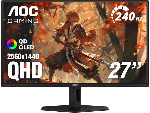 AOC 27' QD OLED Gaming Monitor, QHD 2560x1440, 240Hz, 0.03ms GtG, G-SYNC Compatible, HDR Ready, DisplayPort, HDMI, VESA Mountable, Console Gaming...