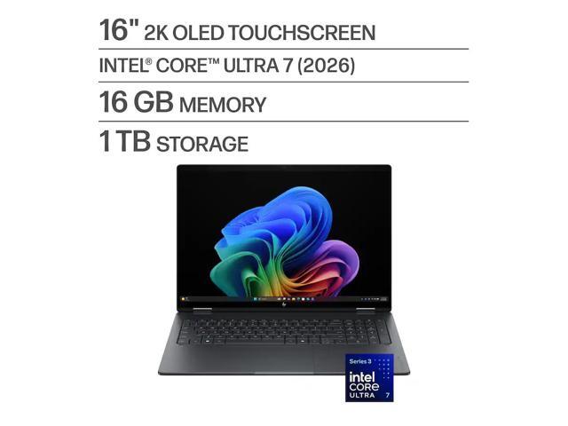 HP - OmniBook X Flip 2-in-1 - 16" 2K OLED Touchscreen Laptop - Intel Core Ultra 7 (2026) - 16GB Memory - 1TB SSD - Copilot+ - Eclipse Gray - image 2