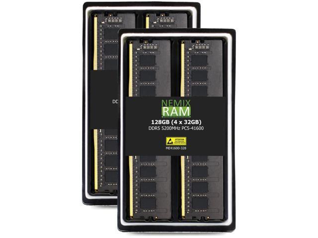 NEMIX RAM 128GB (4 x 32GB) DDR5 5200MHz PC5-41600 2Rx8 1.1V 288-PIN ECC UDIMM Unbuffered Memory Kit