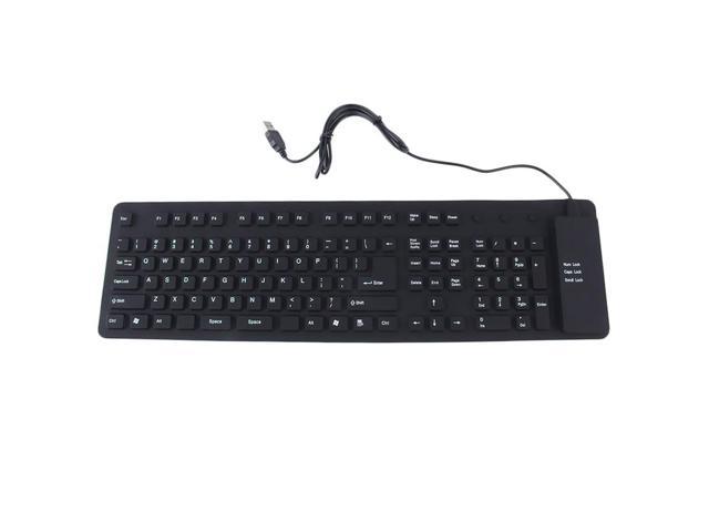 Waterproof Portable Soft Flexible Silicone Keyboard for PC Laptop 109 Keys black