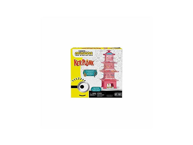 mattel kerplunk kids game featuring illumination's minions: the rise of gru with minions game pieces and pagoda tower, gift for 5 year olds and up