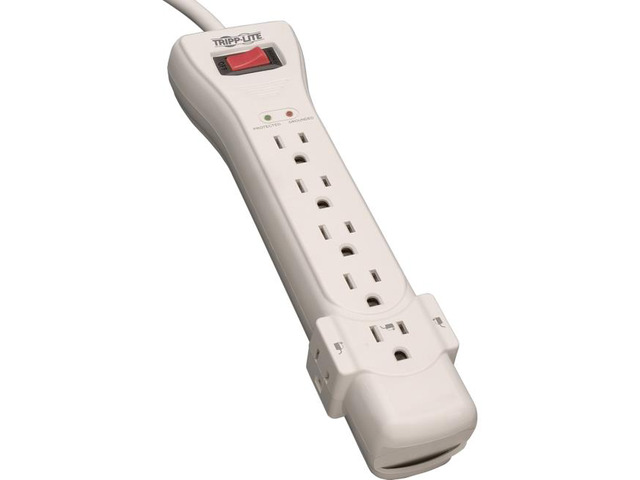 Eaton Tripp Lite Series Protect It! 7-Outlet Surge Protector, 7 ft. Cord with Right-Angle Plug, 2160 Joules, Diagnostic LEDs, Light Gray Housing -...