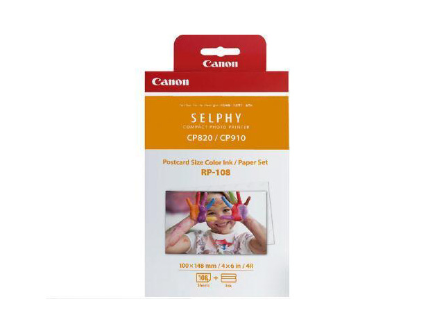 Canon 8568B001 Rp 108 - 1 - Print Ribbon Cassette And Paper Kit - For Selphy Cp1000, Cp910, Cp910 Printing Kit