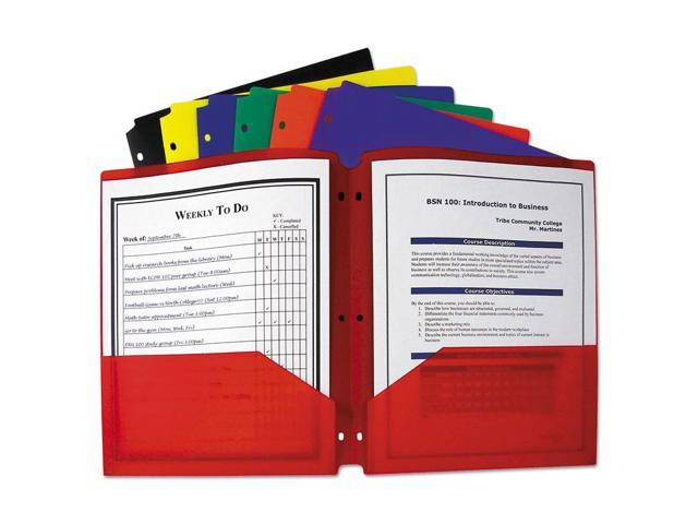 C-Line Two-Pocket Heavyweight Poly Portfolio Folder w/3-Hole Punch Letter Assorted 33930