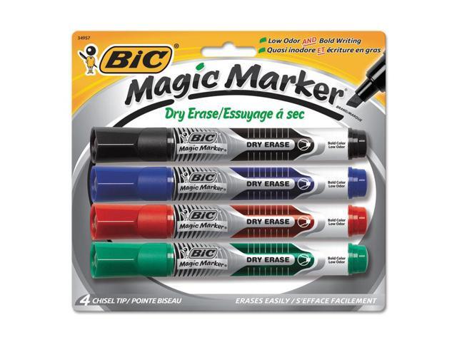BIC Low Odor & Bold Writing Dry Erase Marker Chisel Tip 4/Pack GELITP41AST