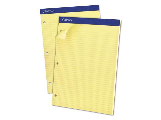 Ampad Double Sheets Pad Narrow/Margin Pad 8 1/2 x 11 3/4 Canary 100 Sheets 20246
