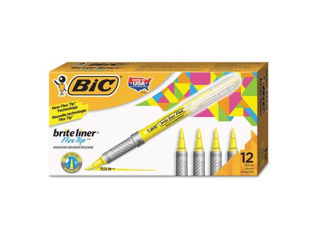 UPC 070330355156 product image for BIC Brite Liner Flex Tip Highlighters Brush Tip Yellow 1 dozen GBLB11YE | upcitemdb.com