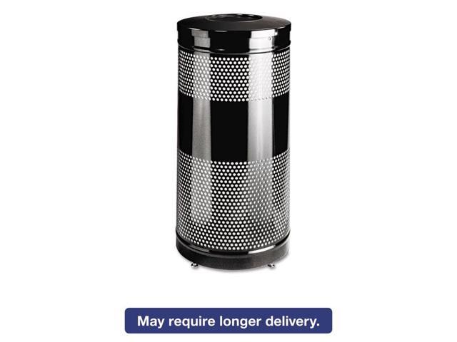 United Receptacle Heavy-guage Steel Receptacle 25 gal Capacity - 35.5' Height x 18' Width - Steel, Plastic - Black