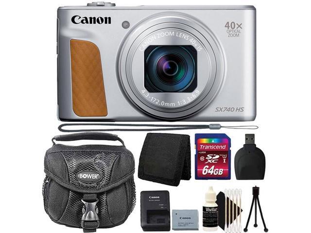 Canon PowerShot SX740 20.3MP 20.3MP HS Digital Camera (Silver)+ 64GB Memory Card + Top Accessory Kit