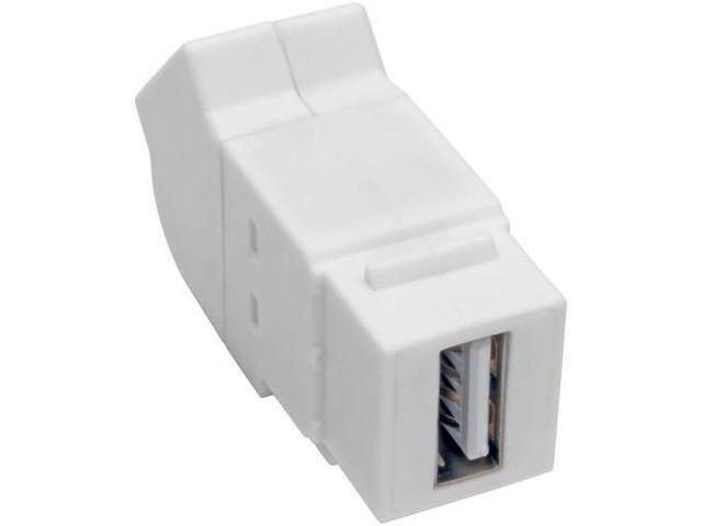 Tripp Lite USB 2.0 All-in-One Keystone/Panel Mount Angled Coupler (F/F), White (U060-000-KPA-WH)
