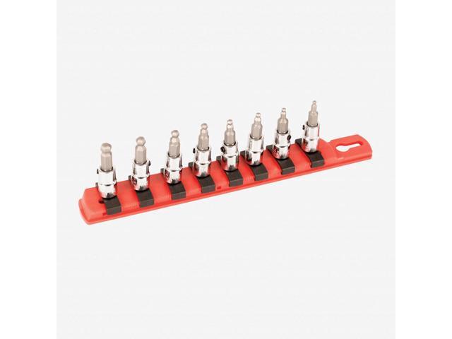 Wiha 71798 8 Piece Ball End Hex SAE Bit Socket Rail Set