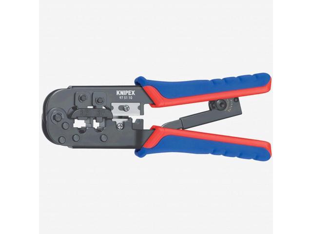 KNIPEX 97 51 10 7 1/2 in Crimper RJ-11/12 (6-Poles) 9.65mm, RJ-45 (8-Poles)