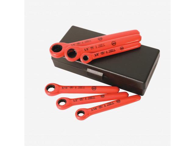 WIHA 21391 Insulatd Box Wrench Set,3/8' to 3/4',6pc