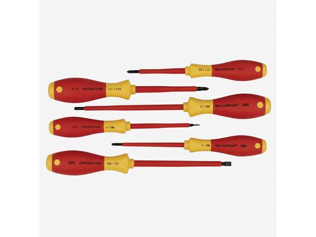 WIHA 35891 Insulated Screwdriver Set, Slotted/Phillips, Square, 6 pcs