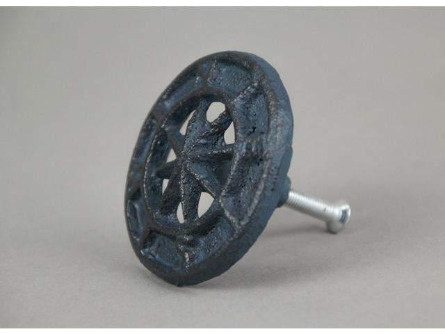 Set of 12 Dark Blue Cast Iron Cabinet Hardware Knobs: Nautical Compass Rose Drawer Pulls, Each 2.25 Inches in Diameter, Perfect for Stylish Room Décor