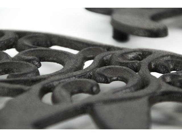 Set of 2 Black Enamel Cast Iron Bear Kitchen Trivets Lodge Decor
