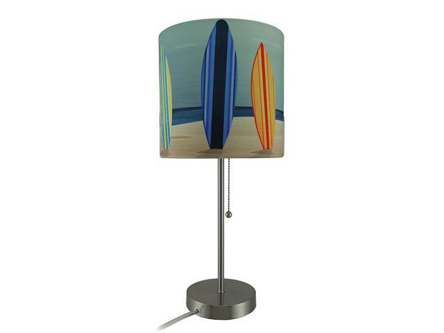 18-Inch Stainless Steel Surfboard Table Lamp, a Perfect Beach-Themed Decor Accent with Captivating Beach Surfboard Shade, Ideal for Living Rooms...