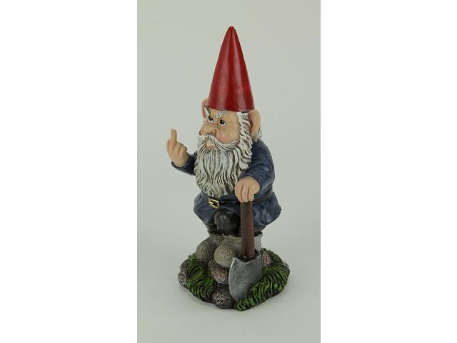 You Dig? - Grumpy Garden Gnome Digging with Shovel Flipping The Bird Middle Finger Statue for Indoor or Outdoor Home and Garden Décor, 8.75 Inches...