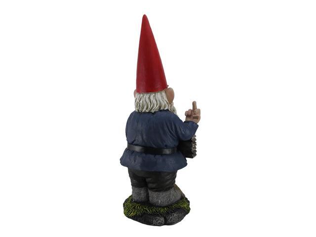 'Take A Hike' Defiant Go Away Resin Garden Gnome Un-Welcome Sign - Red Hat Grumpy Rude Gesture Porch Statue - Standing 17.5 Inches Tall - Giving a...