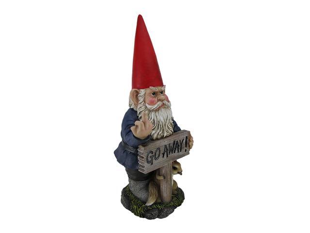 'Take A Hike' Defiant Go Away Resin Garden Gnome Un-Welcome Sign - Red Hat Grumpy Rude Gesture Porch Statue - Standing 17.5 Inches Tall - Giving a...