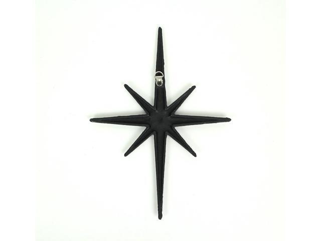 Zeckos Radiant Trio of Large Matte Black Cast Iron Starburst Wall Hangings - Timeless Mid Century Modern Décor - 8 Pointed Stars - Elegantly...