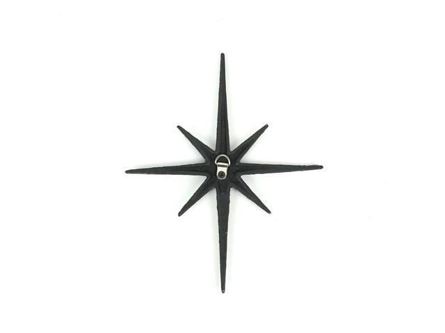 Enchanting Set of 6 Black Cast Iron Starburst Wall Hangings - Mid Century Modern Decor with Elegant 8 Pointed Stars - Great for Bedrooms and Living...