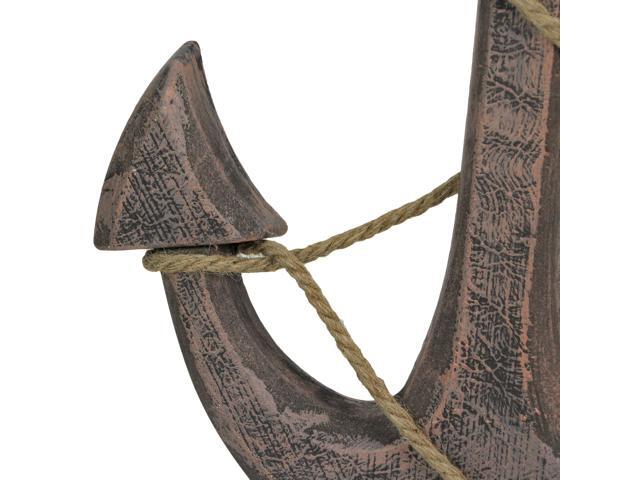 Large 24'x16' Ship Anchor & Rope Wall Hanging - Hand-Stained Brown Finish for Nautical Elegance - Easy Installation - Captivating Maritime Or Beach...
