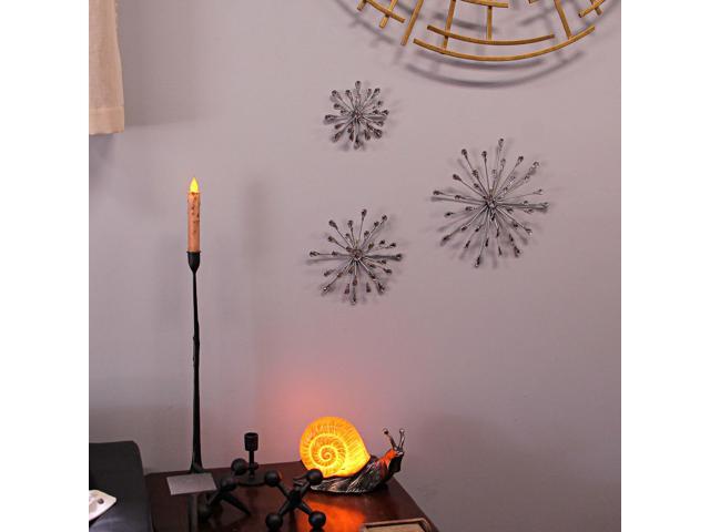 Set of 3 Metal Starburst Wall Sculptures - Silver Finish, Durable & Elegant Home Decor,12', 9', 6' Diameter, Easy to Hang, Crystal-Adorned,...