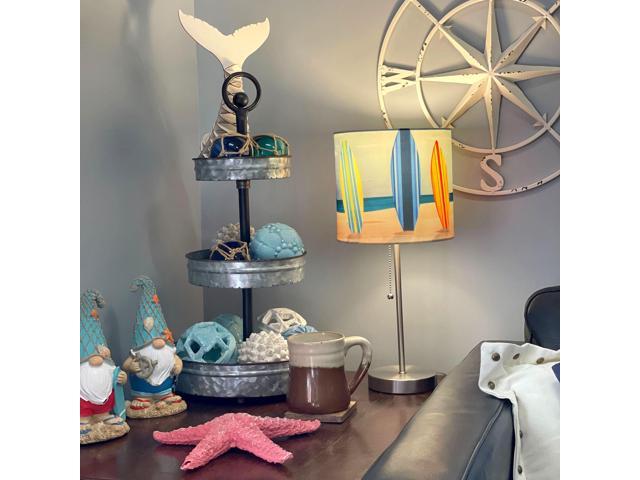 18-Inch Stainless Steel Surfboard Table Lamp, a Perfect Beach-Themed Decor Accent with Captivating Beach Surfboard Shade, Ideal for Living Rooms...