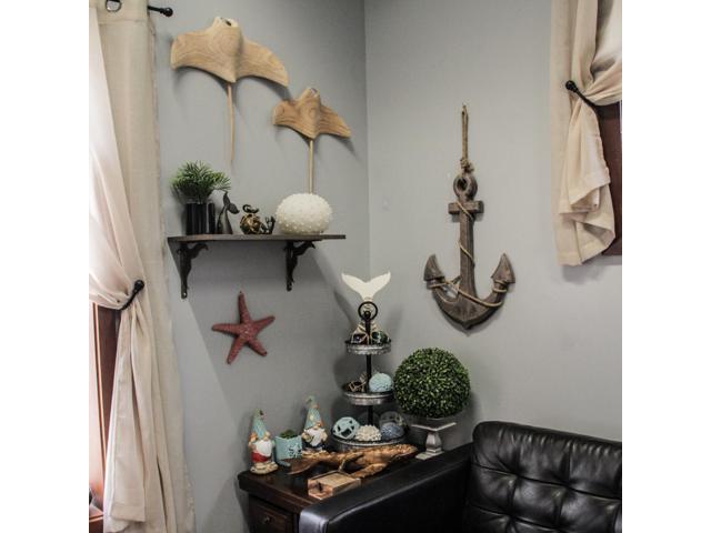 Large 24'x16' Ship Anchor & Rope Wall Hanging - Hand-Stained Brown Finish for Nautical Elegance - Easy Installation - Captivating Maritime Or Beach...